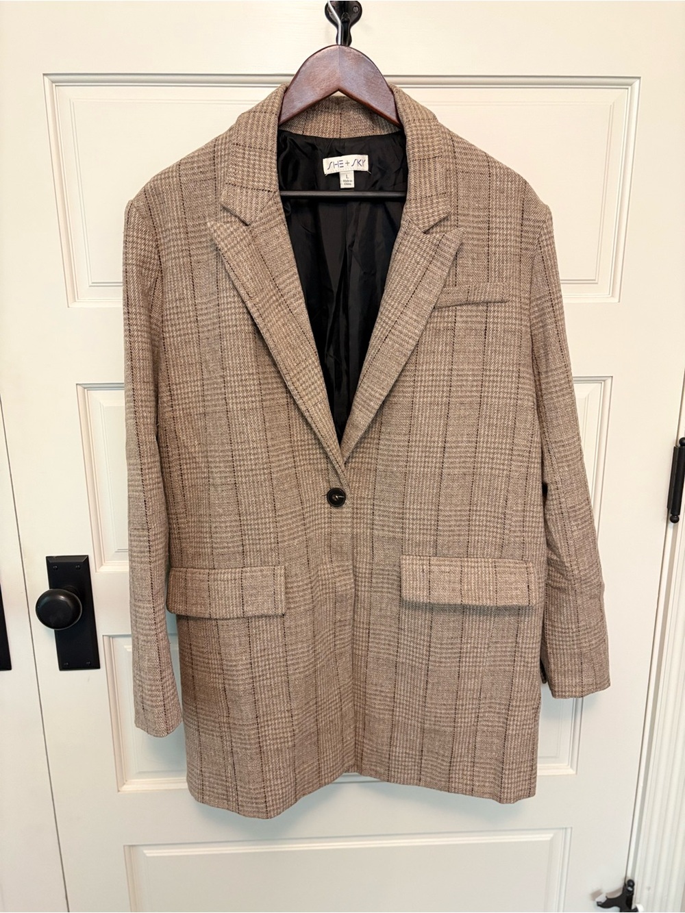 Plaid Single-Button Wool Blend Menswear Blazer - Brown